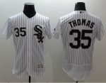 White Sox #35 Frank Thomas White(Black Strip) Flexbase Authentic Collection Stitched Jersey