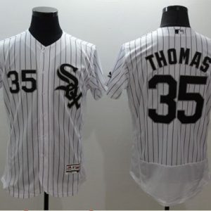 White Sox #35 Frank Thomas White(Black Strip) Flexbase Authentic Collection Stitched Jersey