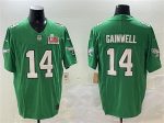 Philadelphia Eagles #14 Kenneth Gainwell Green 2025 Super Bowl LIX Patch F.U.S.E. Throwback Vapor Untouchable Limited Stitched Jersey