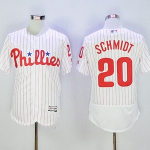 Phillies #20 Mike Schmidt White(Red Strip) Flexbase Authentic Collection Stitched Jersey