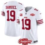 San Francisco 49ers #19 Deebo Samuel White 2023 F.U.S.E. With 1-Star C Ptach And NFC West Champions Patch Stitched Jersey