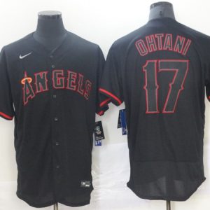 Los Angeles Angels #17 Shohei Ohtani Black Flex Base Stitched Jersey