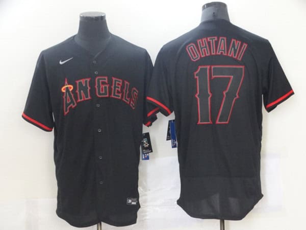 Los Angeles Angels #17 Shohei Ohtani Black Flex Base Stitched Jersey