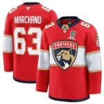 Florida Panthers #63 Brad Marchand Red Home 2025 Stanley Cup Champions Patch Stitched Jersey