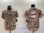 San Diego Padres Tan Camo Team Big Logo Cool Base Stitched Jersey
