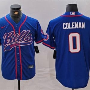 Buffalo Bills #0 Keon Coleman Blue With Patch Cool Base Stitched Jersey