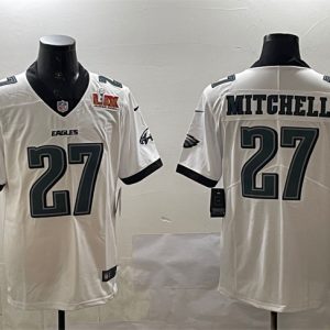 Philadelphia Eagles #27 Quinyon Mitchell White 2025 Super Bowl LIX Patch New Vapor Untouchable Limited Stitched Jersey