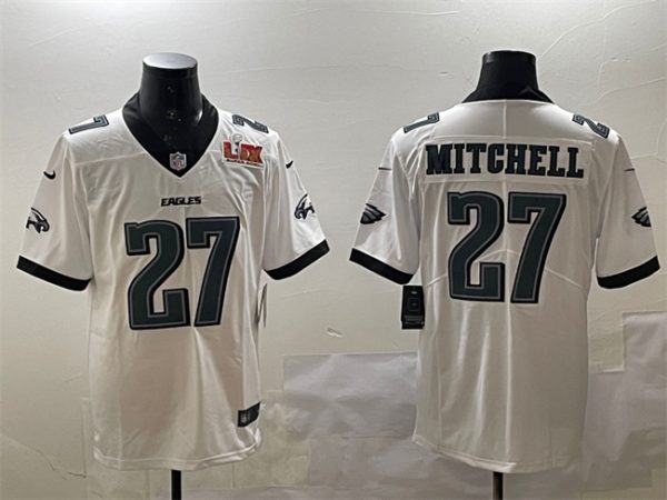 Philadelphia Eagles #27 Quinyon Mitchell White 2025 Super Bowl LIX Patch New Vapor Untouchable Limited Stitched Jersey