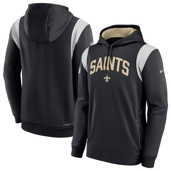 New Orleans Saints Black Sideline Stack Performance Pullover Hoodie 001