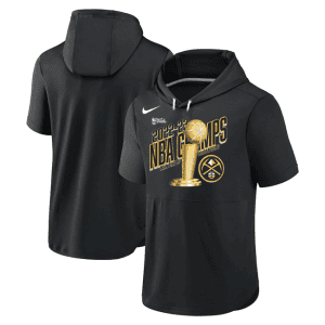 Denver Nuggets Black 2023 Champions Performance Short Sleeve Pullover Hoodie