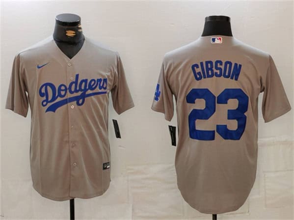 Los Angeles Dodgers #23 Kirk Gibson Gray Cool Base Stitched Jersey