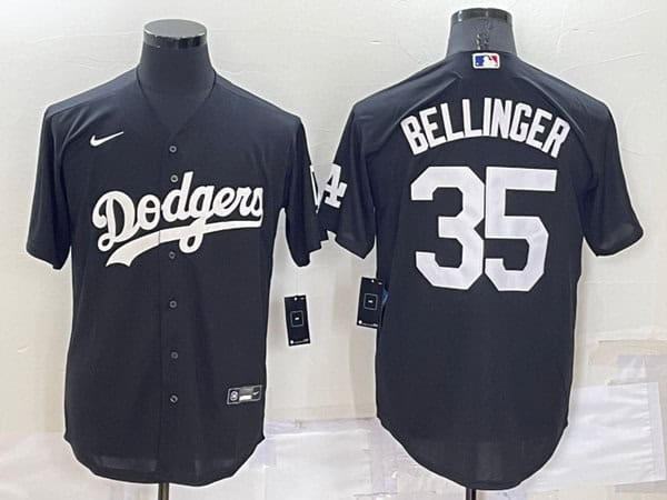 Los Angeles Dodgers #35 Cody Bellinger Black Cool Base Stitched Jersey