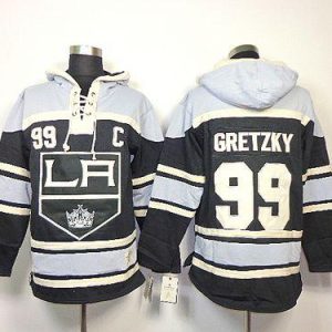 Kings #99 Wayne Gretzky Black Sawyer Hooded Sweatshirt Stitched Jersey