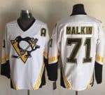 Penguins #71 Evgeni Malkin White CCM Throwback Stitched Jersey