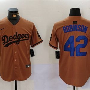 Los Angeles Dodgers #42 Jackie Robinson Brown Cool Base Stitched Jersey