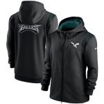 Philadelphia Eagles Black Sideline Team Performance Full-Zip Hoodie