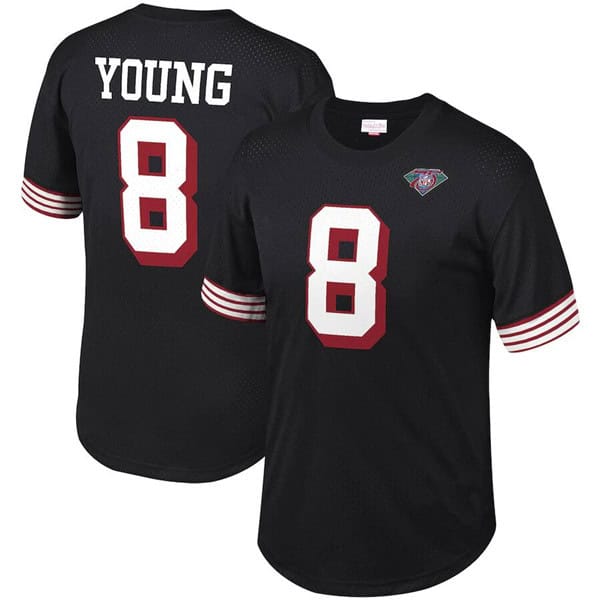 San Francisco 49ers #8 Steve Young Black Stitched Jersey