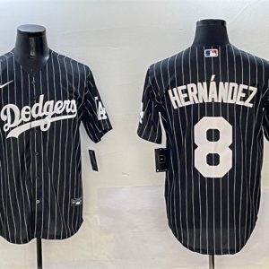 Los Angeles Dodgers #8 Enrique Hernandez Black Cool Base Stitched Jersey