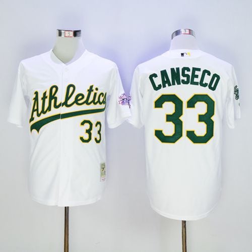 Mitchell And Ness Athletics #33 Jose Canseco White Throwback Stitched Jersey