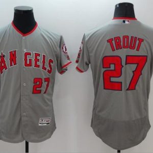 Angels Of Anaheim #27 Mike Trout Grey Flexbase Authentic Collection Stitched Jersey