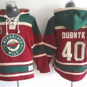 Wild #40 Devan Dubnyk Red Sawyer Hooded Sweatshirt Stitched Jersey