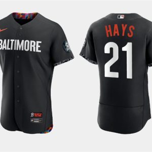 Baltimore Orioles #21 Austin Hays Black 2023 City Connect Flex Base Stitched Jersey
