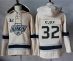 Kings #32 Jonathan Quick Cream Sawyer Hooded Sweatshirt Stitched Jersey