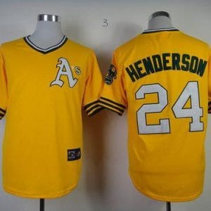 Mitchell And Ness Athletics #24 Rickey Henderson Yellow Throwback Stitched Jersey