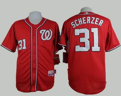 Nationals #31 Max Scherzer Red Cool Base Stitched Jersey