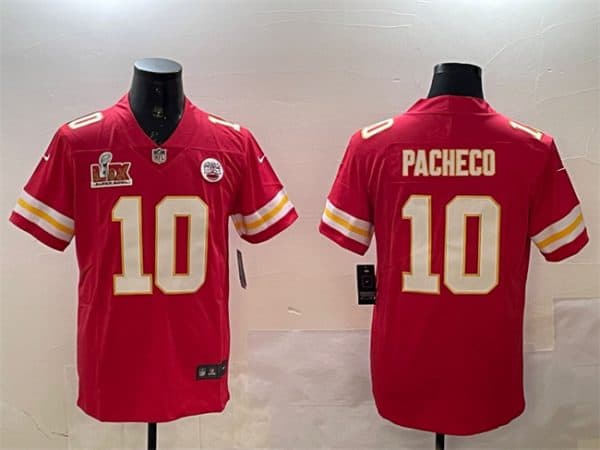 Kansas City Chiefs #10 Isiah Pacheco Red 2025 Super Bowl LIX Patch Vapor Untouchable Limited Stitched Jersey