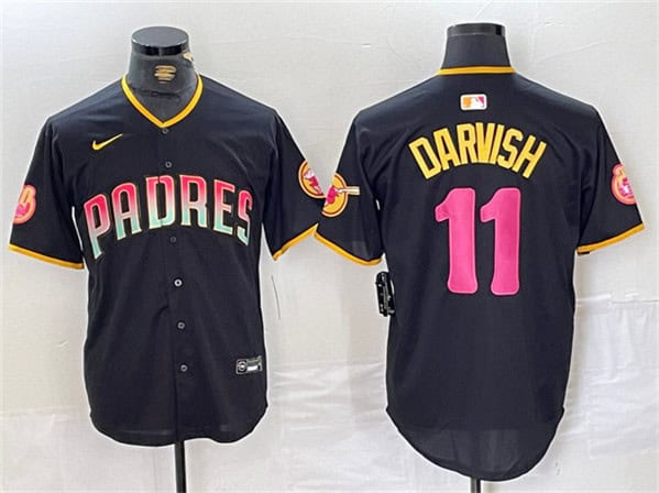 San Diego Padres #11 Yu Darvish Black Cool Base Stitched Jersey