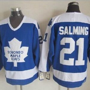 Maple Leafs #21 Borje Salming Blue White CCM Throwback Stitched Jersey