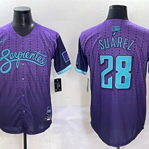 Arizona Diamondbacks #28 Eugenio Su¨¢rez Purple 2025 City Connect Limited Stitched Jersey