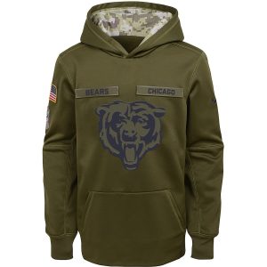 Chicago Bears Olive Salute To Service Pullover Performance Hoodie