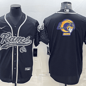 Los Angeles Rams Black Reflective Team Big Logo With Patch Cool Base Stitched Baseball Jersey