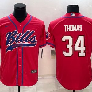 Buffalo Bills #34 Thurman Thomas Red With Patch Cool Base Stitched Jersey