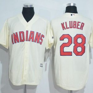 Indians #28 Corey Kluber Cream New Cool Base Stitched Jersey