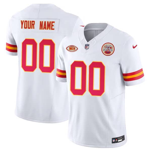 Kansas City Chiefs Custom White 2023 F.U.S.E. With "NKH" Patch Vapor Untouchable Limited Stitched Jersey