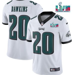 Philadelphia Eagles #20 Brian Dawkins White Super Bowl LVII Patch Vapor Untouchable Limited Stitched Jersey
