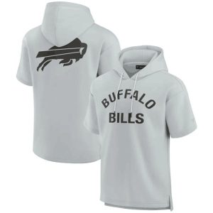 Buffalo Bills Gray Super Soft Fleece Short Sleeve Hoodie