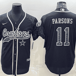 Dallas Cowboys #11 Micah Parsons Black Reflective With Patch Cool Base Stitched Baseball Jersey