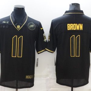 Philadelphia Eagles #11 A. J. Brown Black Gold Salute To Service Limited Stitched Jersey