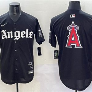 Los Angeles Angels Team Big Logo Black 'Gothic Halo Edition' Vapor Limited Stitched Jersey