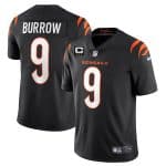 Cincinnati Bengals 2022 #9 Joe Burrow Black With 3-Star C Patch Vapor Limited Stitched Jersey