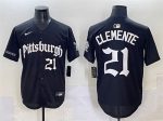 Pittsburgh Pirates #21 Roberto Clemente Black 'Gothic Steel City Edition' Vapor Limited Stitched Jersey