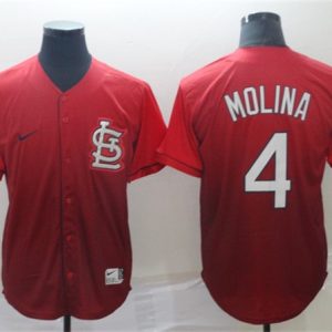 St. Louis Cardinals #4 Yadier Molina Red Fade Stitched Jersey