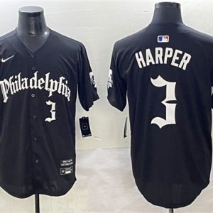 Philadelphia Phillies #3 Bryce Harper Black Gothic Vapor Limited Stitched Jersey