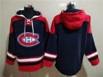 Montreal Canadiens Blank Navy Red Lace-Up Pullover Hoodie