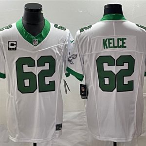 Philadelphia Eagles #62 Jason Kelce White 2023 F.U.S.E. With C Patch Vapor Untouchable Stitched Jersey