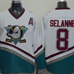 Ducks #8 Teemu Selanne White CCM Throwback Stitched Jersey